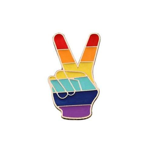  LGBT V Sign Pride Enamel Pin by Queer In The World sold by Queer In The World: The Shop - LGBT Merch Fashion