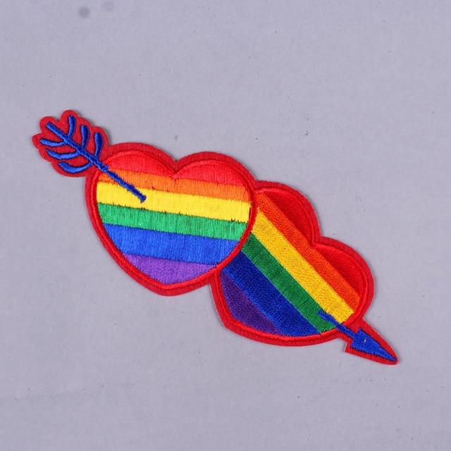  LGBT Hearts With Arrow Iron On Embroidered Patch by Queer In The World sold by Queer In The World: The Shop - LGBT Merch Fashion