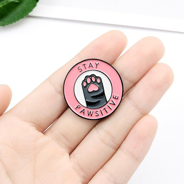  Stay Pawsitive Enamel Pin by Queer In The World sold by Queer In The World: The Shop - LGBT Merch Fashion