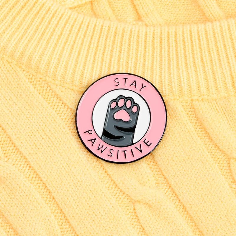  Stay Pawsitive Enamel Pin by Queer In The World sold by Queer In The World: The Shop - LGBT Merch Fashion