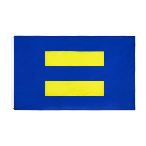 Equal Human Rights Pride flag with two yellow horizontal bars on a blue field