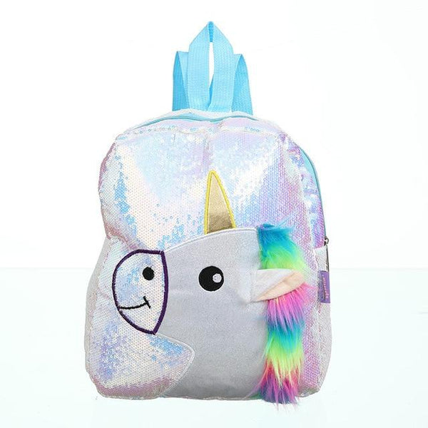 Blue Glittering Fur Unicorn Backpack by Queer In The World sold by Queer In The World: The Shop - LGBT Merch Fashion