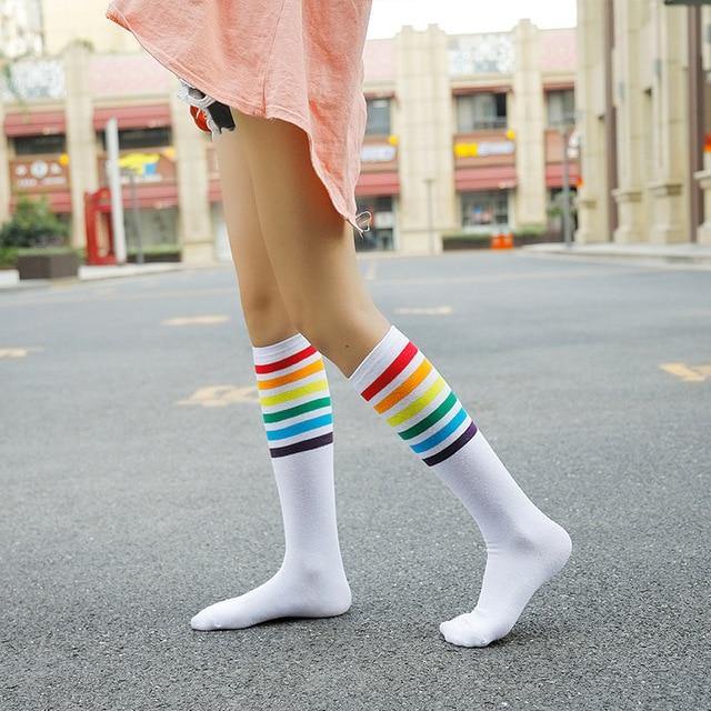 Rainbow Knee High Socks, Thigh High Socks for Women and Men Perfect for  Pride - Rainbow Red and Purple