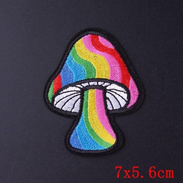  Rainbow Mushroom Iron On Embroidered Patch by Queer In The World sold by Queer In The World: The Shop - LGBT Merch Fashion