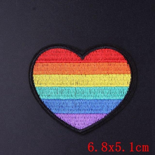  LGBT Pride Heart Iron On Embroidered Patch by Queer In The World sold by Queer In The World: The Shop - LGBT Merch Fashion