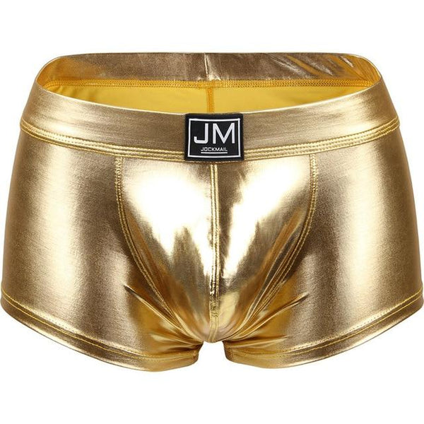 Gold Jockmail Shiny PU Leather Boxers by Queer In The World sold by Queer In The World: The Shop - LGBT Merch Fashion