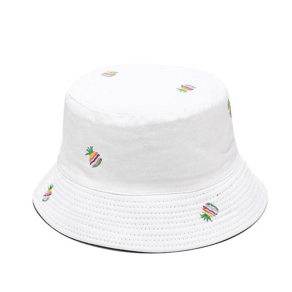 White Rainbow Pineapple Printed Fisherman Hat by Queer In The World sold by Queer In The World: The Shop - LGBT Merch Fashion