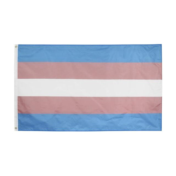 Transgender Pride flag with blue, pink, and white horizontal stripes