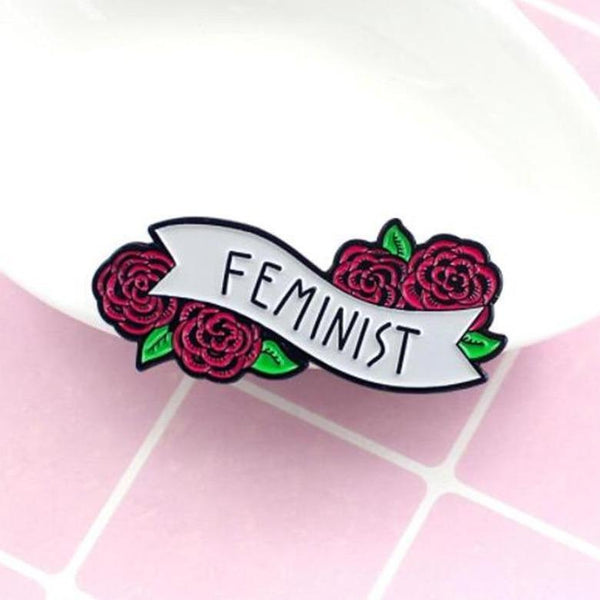  Feminist Red Rose Floral Enamel Pin by Queer In The World sold by Queer In The World: The Shop - LGBT Merch Fashion