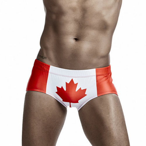  Canada Flag Swim Trunks by Queer In The World sold by Queer In The World: The Shop - LGBT Merch Fashion