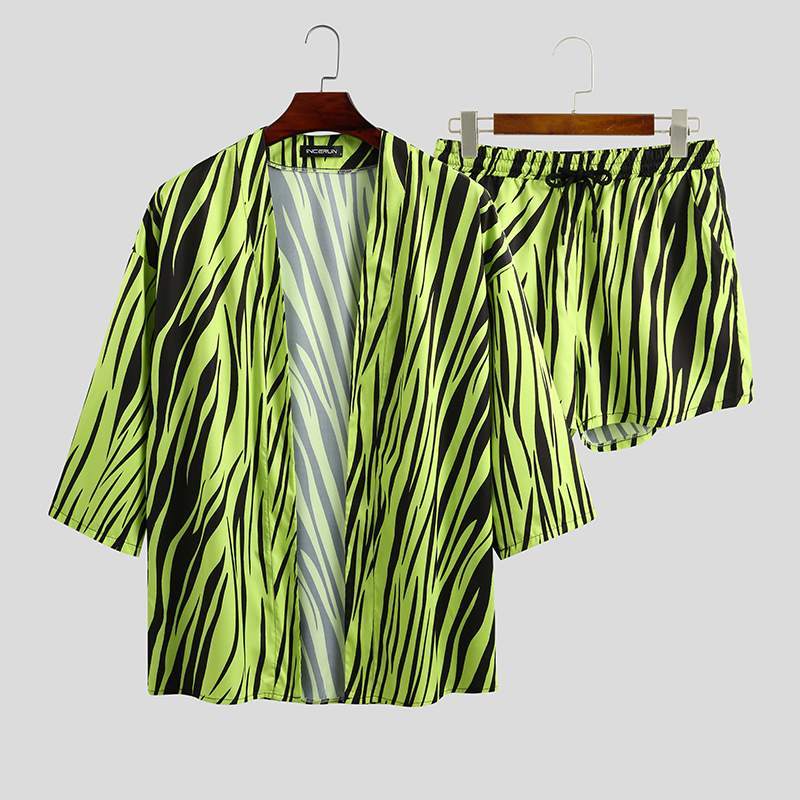  Neon Tiger Kimono Shirt + Shorts (2 Piece Outfit) by Queer In The World sold by Queer In The World: The Shop - LGBT Merch Fashion