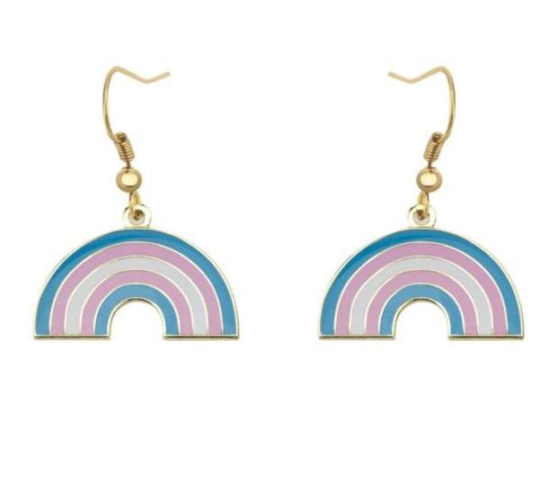  Trans Rainbow Earrings by Queer In The World sold by Queer In The World: The Shop - LGBT Merch Fashion