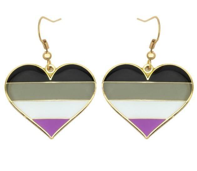 Asexual Heart Earrings by Queer In The World sold by Queer In The World: The Shop - LGBT Merch Fashion