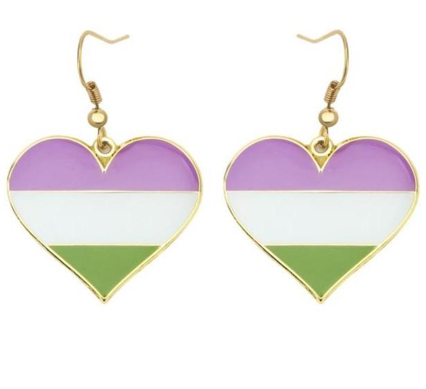  Genderqueer Heart Earrings by Queer In The World sold by Queer In The World: The Shop - LGBT Merch Fashion