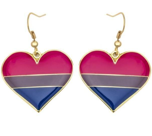  Bisexual Heart Earrings by Queer In The World sold by Queer In The World: The Shop - LGBT Merch Fashion