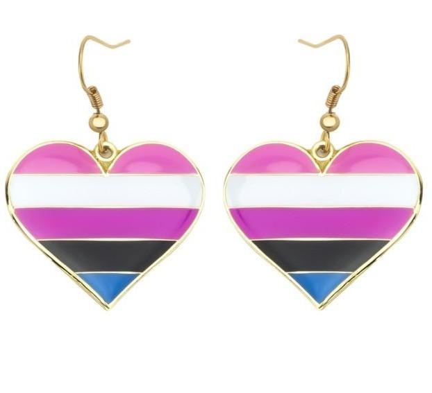  Genderfluid Heart Earrings by Queer In The World sold by Queer In The World: The Shop - LGBT Merch Fashion