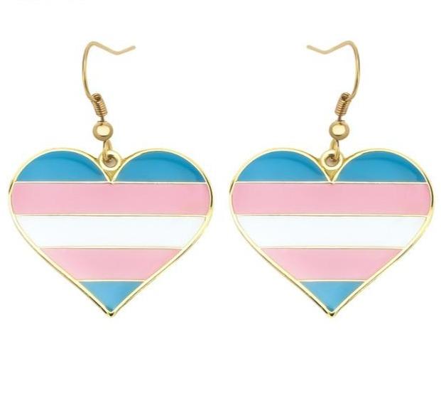  Trans Heart Earrings by Queer In The World sold by Queer In The World: The Shop - LGBT Merch Fashion