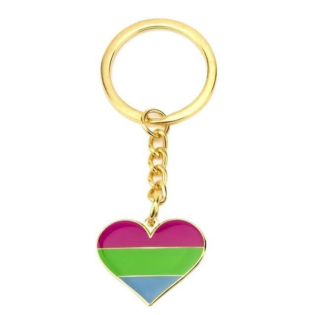  Polysexual Pride Heart Keychain by Queer In The World sold by Queer In The World: The Shop - LGBT Merch Fashion