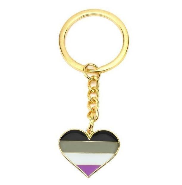  Asexual Pride Heart Keychain by Queer In The World sold by Queer In The World: The Shop - LGBT Merch Fashion