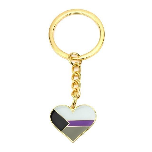  Demisexual Pride Heart Keychain by Queer In The World sold by Queer In The World: The Shop - LGBT Merch Fashion