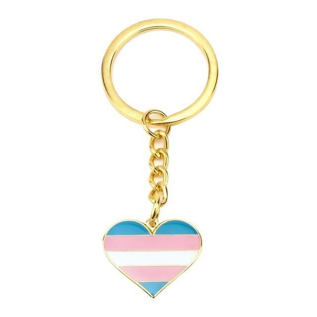  Trans Pride Heart Keychain by Queer In The World sold by Queer In The World: The Shop - LGBT Merch Fashion