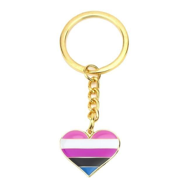  Genderfluid Pride Heart Keychain by Queer In The World sold by Queer In The World: The Shop - LGBT Merch Fashion