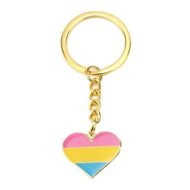  Pansexual Pride Heart Keychain by Queer In The World sold by Queer In The World: The Shop - LGBT Merch Fashion