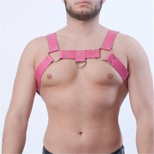 Adore Leather Bra Harness in Pink