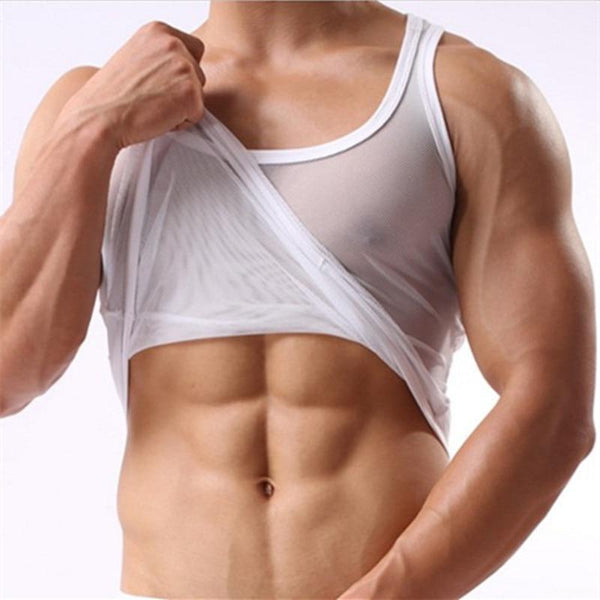 Black Men's Coloured Mesh Tank Top by Queer In The World sold by Queer In The World: The Shop - LGBT Merch Fashion