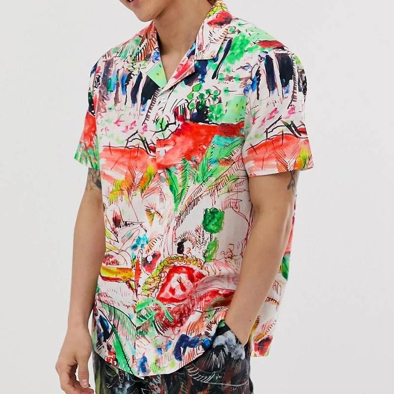 Black Summer Colour Explosion Short Sleeve Printed Shirt by Queer In The World sold by Queer In The World: The Shop - LGBT Merch Fashion
