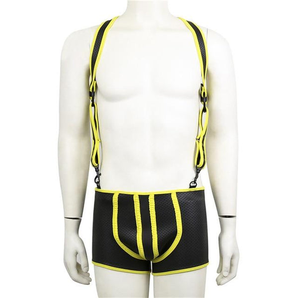 Large Yellow Set Backless Fetishwear Suspenders by Queer In The World sold by Queer In The World: The Shop - LGBT Merch Fashion