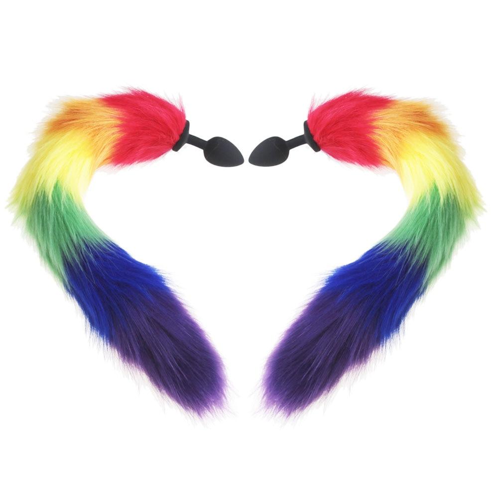Black Rainbow-Colored Tail Plug Sex Toy by Queer In The World sold by Queer In The World: The Shop - LGBT Merch Fashion