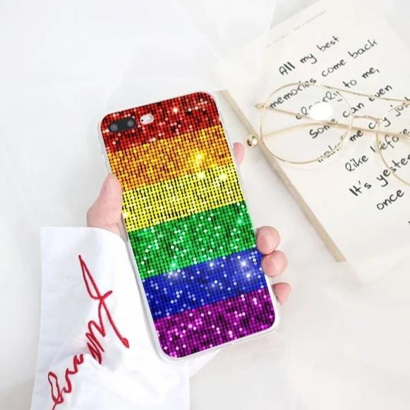  Rainbow Sequins iPhone Case by Queer In The World sold by Queer In The World: The Shop - LGBT Merch Fashion