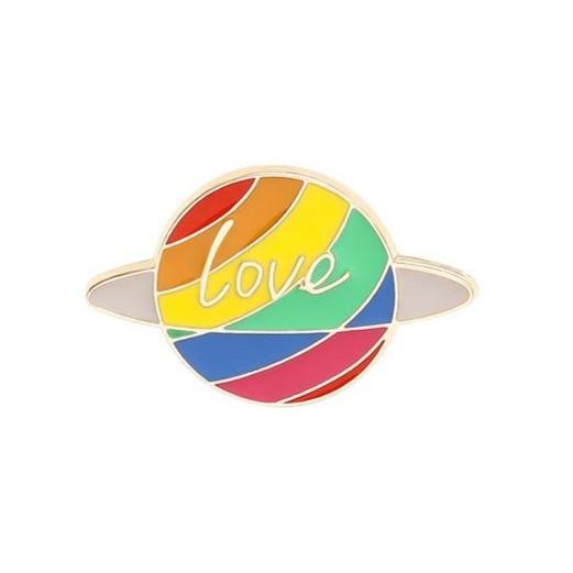  Love Planet Enamel Pin by Queer In The World sold by Queer In The World: The Shop - LGBT Merch Fashion