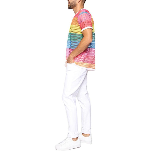  Rainbow Mesh T-Shirt by Queer In The World sold by Queer In The World: The Shop - LGBT Merch Fashion