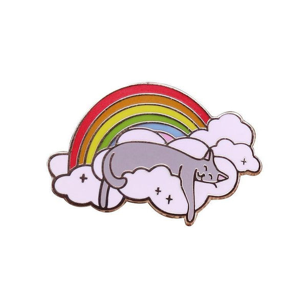  Rainbow Cat On A Cloud Enamel Pin by Queer In The World sold by Queer In The World: The Shop - LGBT Merch Fashion