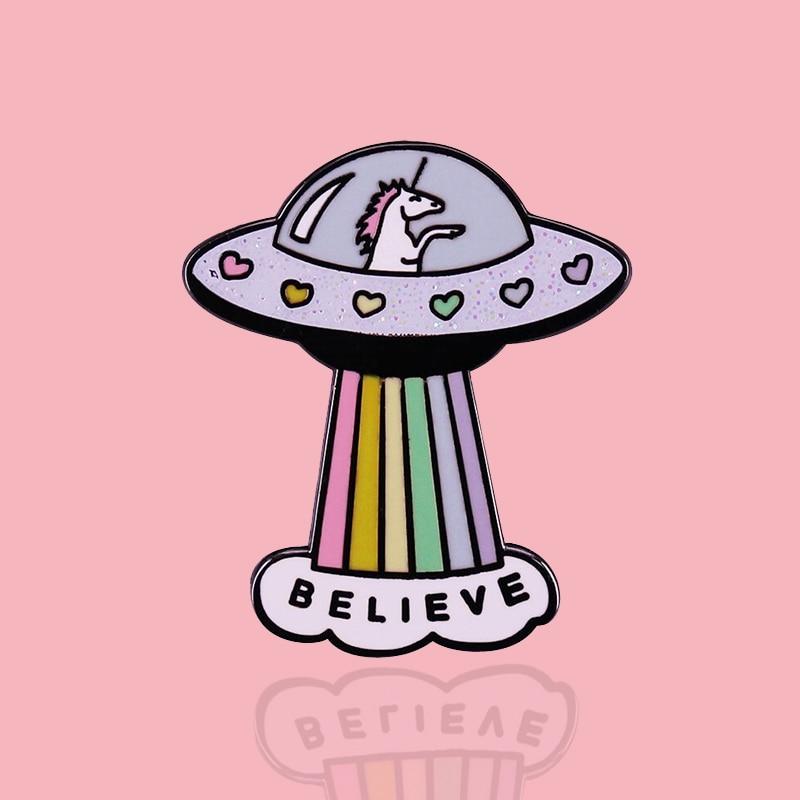  Believe Queer Spacecraft Enamel Pin by Queer In The World sold by Queer In The World: The Shop - LGBT Merch Fashion