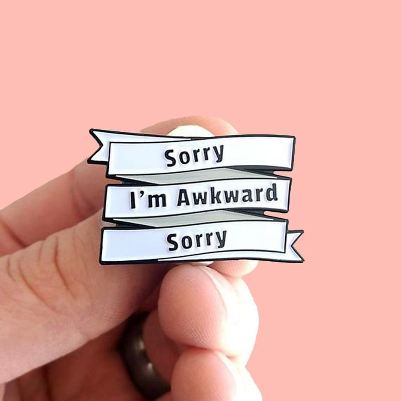  Sorry I'm Awkward Sorry Enamel Pin by Queer In The World sold by Queer In The World: The Shop - LGBT Merch Fashion