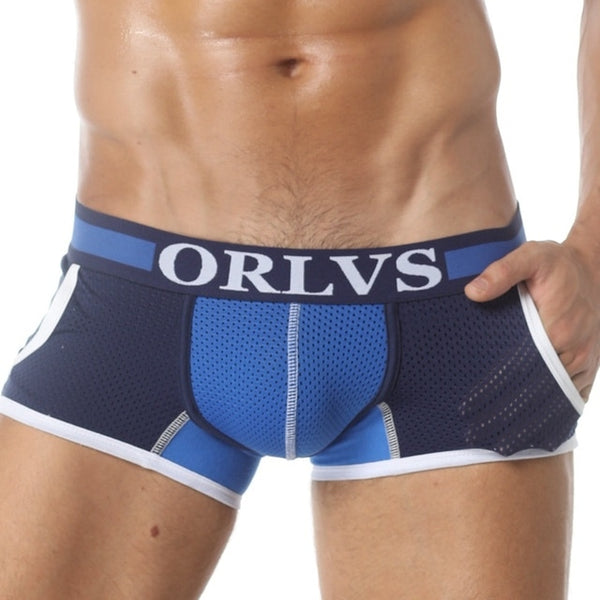 Navy Blue ORLVS Mesh Pocket Boxers by Queer In The World sold by Queer In The World: The Shop - LGBT Merch Fashion