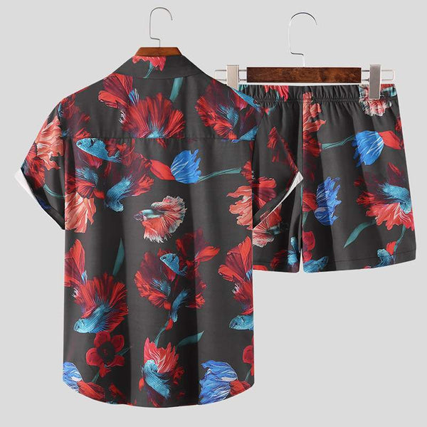  Flamenco Fish Short Sleeve Shirt + Shorts (2 Piece Outfit) by Queer In The World sold by Queer In The World: The Shop - LGBT Merch Fashion