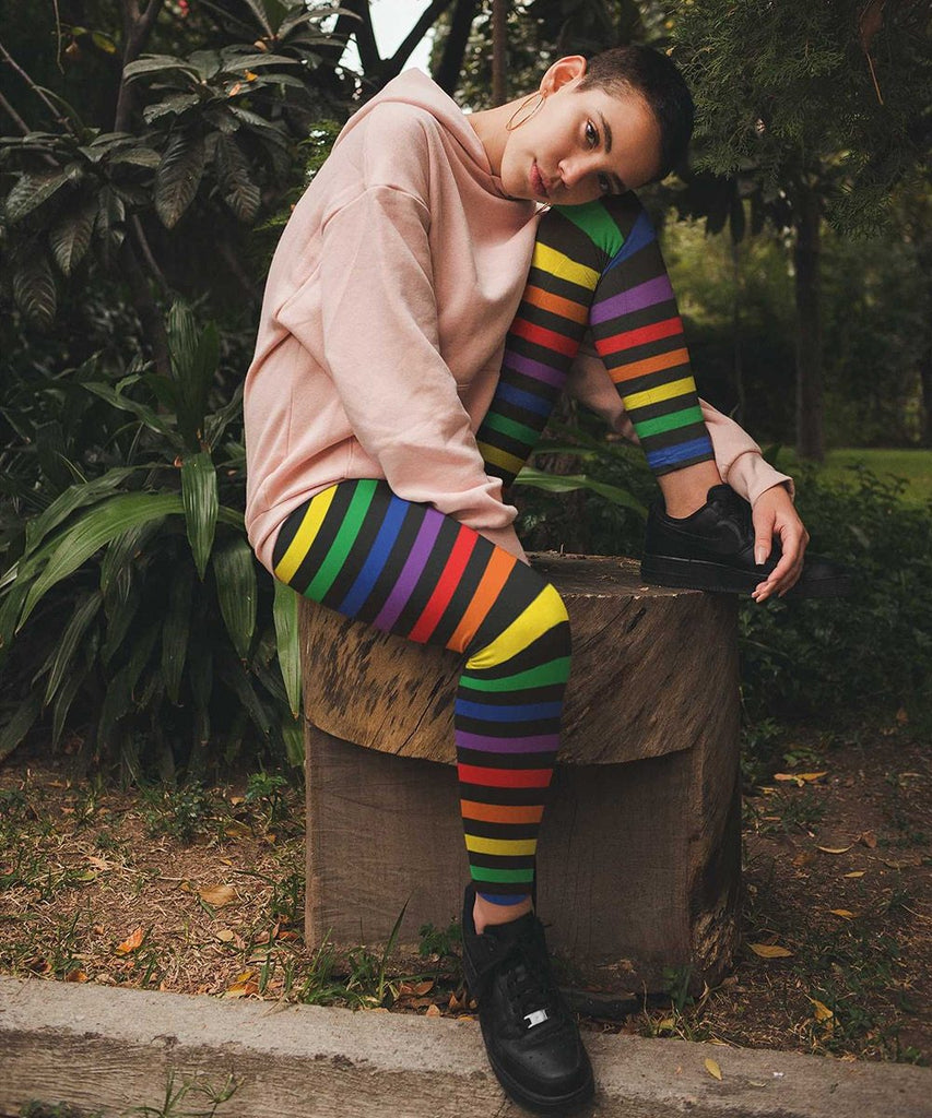  Striped LGBT Pride Leggings by Queer In The World sold by Queer In The World: The Shop - LGBT Merch Fashion