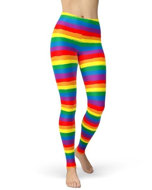 Ladies Womens Rainbow Striped Leggings Hot Pants Crop Top Gay Pride  Festival Fancy Dress