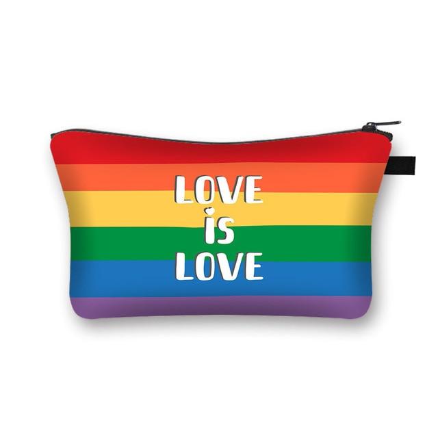  Love Is Love Striped Cosmetic Bag / Makeup Pouch by Queer In The World sold by Queer In The World: The Shop - LGBT Merch Fashion