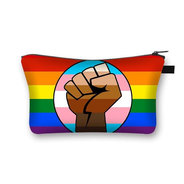 Fist Pride Progress Cosmetic Bag / Makeup Pouch by Queer In The World sold by Queer In The World: The Shop - LGBT Merch Fashion