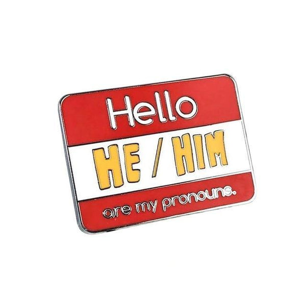  Hello He/Him Are My Pronouns Enamel Pin by Queer In The World sold by Queer In The World: The Shop - LGBT Merch Fashion