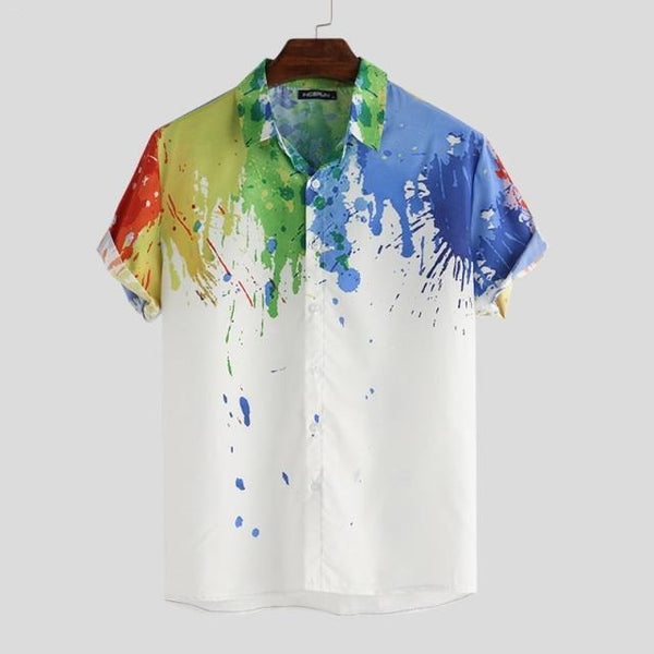  Splashed Rainbow Gay Short Sleeve Printed Shirt by Out Of Stock sold by Queer In The World: The Shop - LGBT Merch Fashion