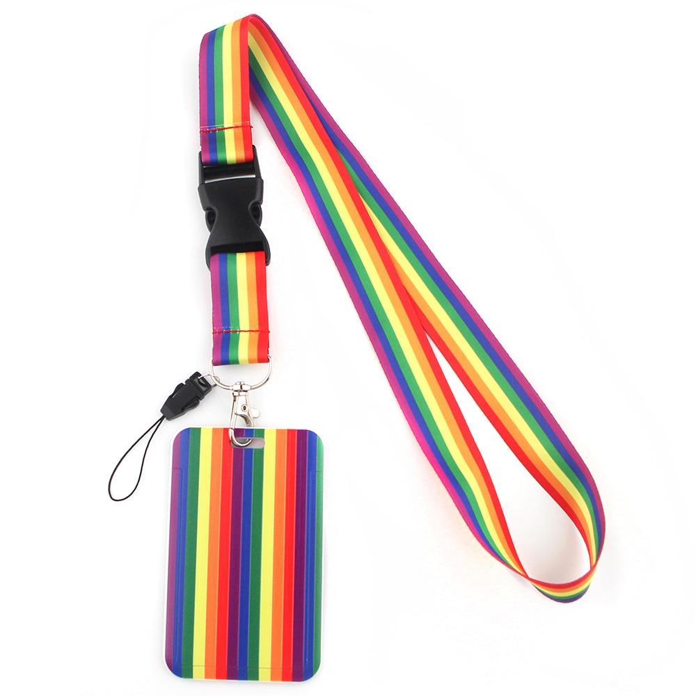 Lanyard Rainbow Neck Strap Lanyard + ID Case by Queer In The World sold by Queer In The World: The Shop - LGBT Merch Fashion