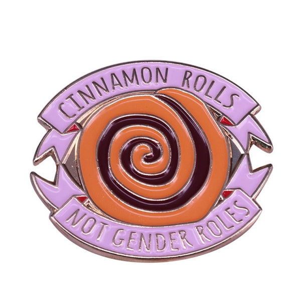  Cinnamon Rolls Not Gender Roles Enamel Pin by Queer In The World sold by Queer In The World: The Shop - LGBT Merch Fashion