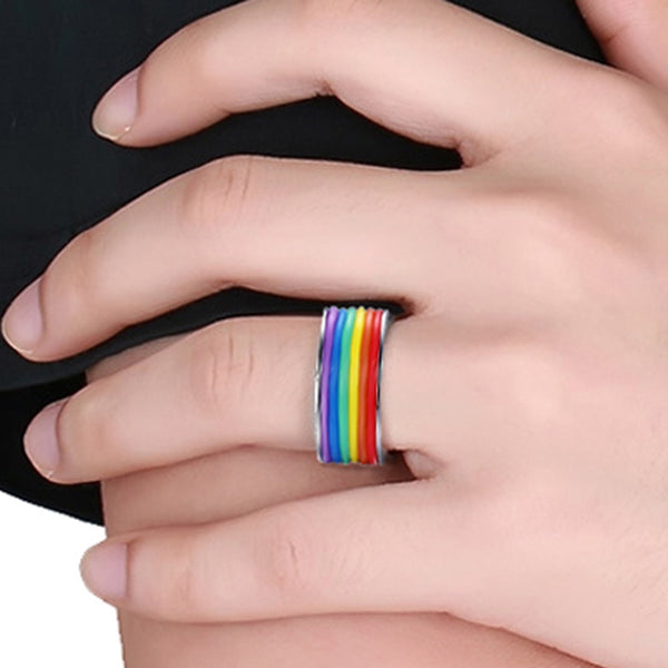  All-Over Rainbow Pride Ring by Queer In The World sold by Queer In The World: The Shop - LGBT Merch Fashion