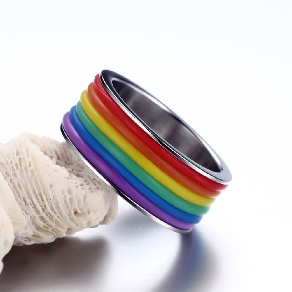  All-Over Rainbow Pride Ring by Queer In The World sold by Queer In The World: The Shop - LGBT Merch Fashion
